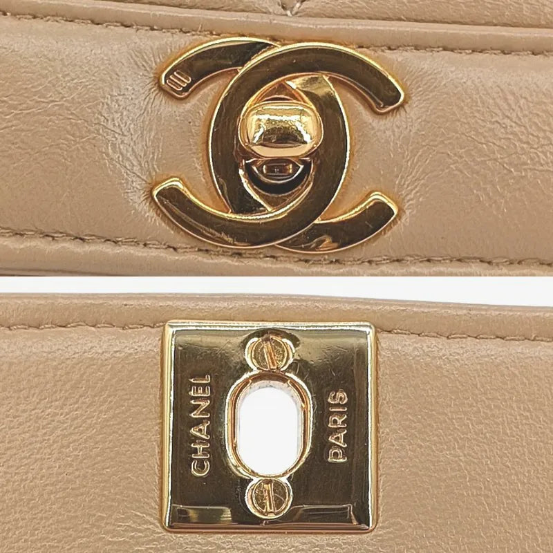 c381-chanel-vintage-beige-lambskin-quilted-gold-chain-flap-bag