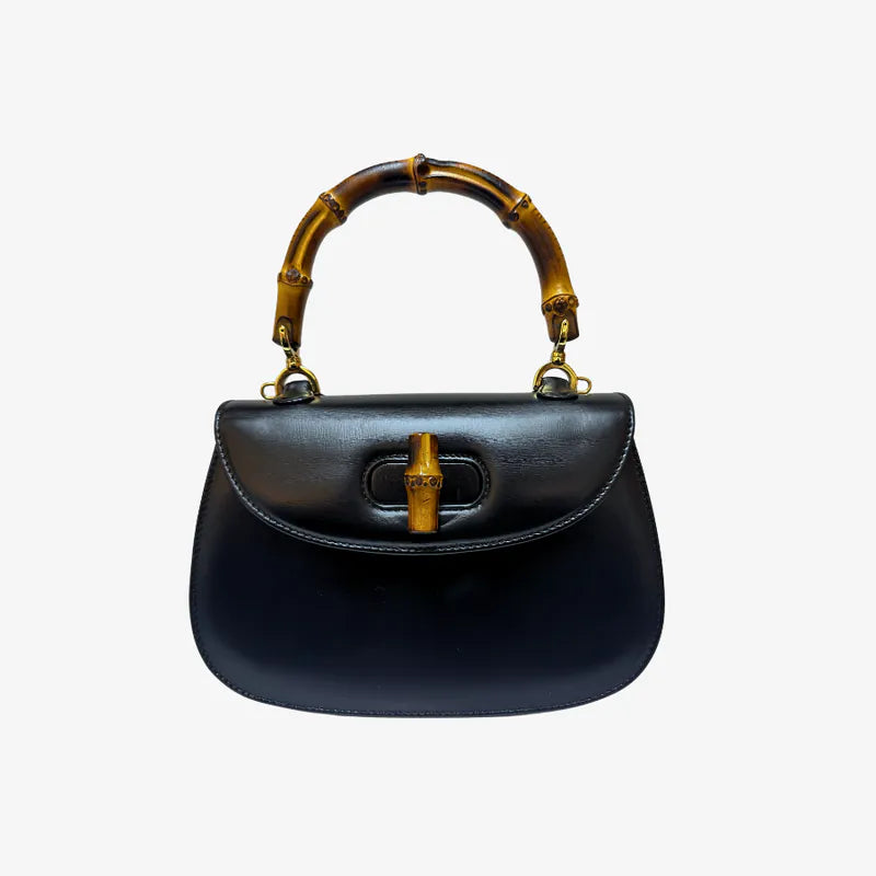 jw434-gucci-vintage-black-box-leather-bamboo-shoulder-bag