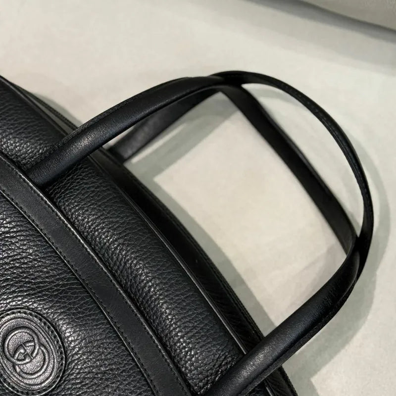 jw411-gucci-90-s-vintage-black-caviar-leather-interlocking-shoulder-bag