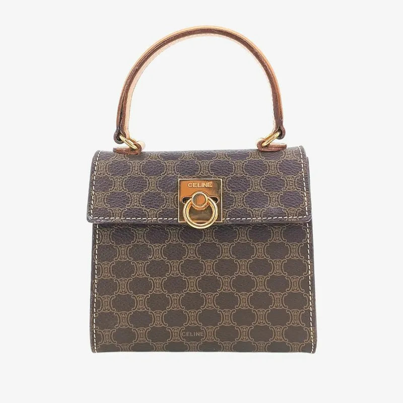 90161160-celine-brown-macadam-mini-kelly-handbag