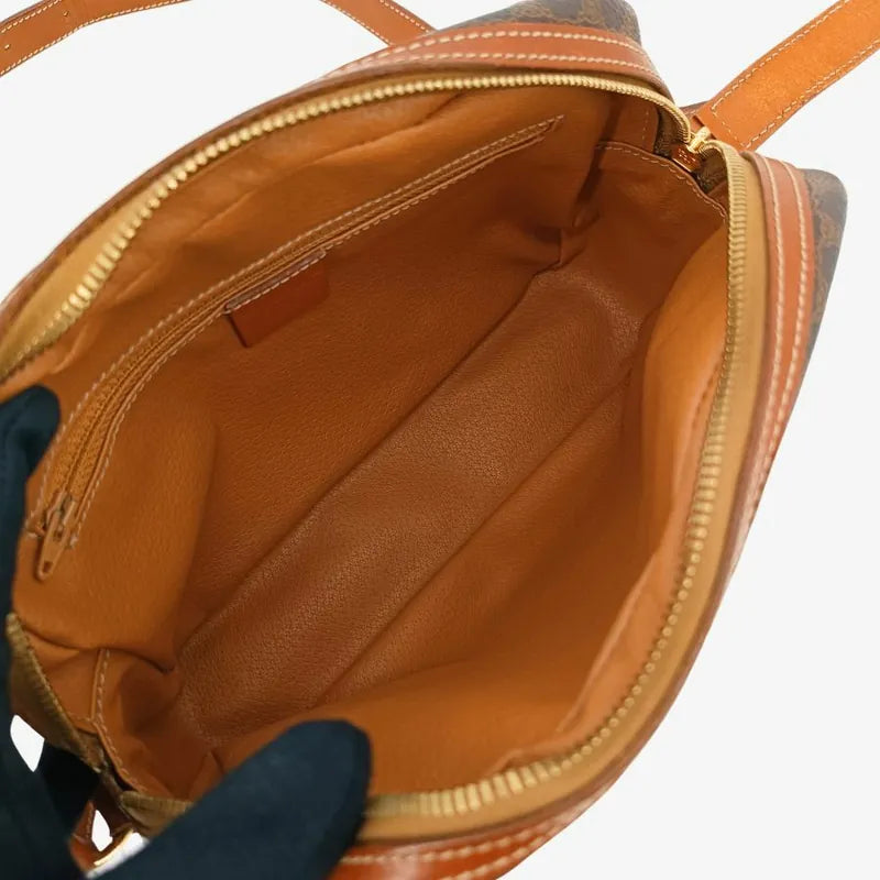 jt619-celine-brown-canvas-macadam-shoulder-bag