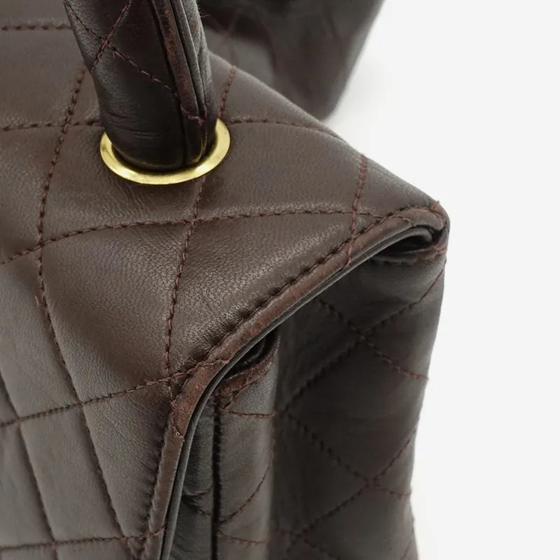 c142-chanel-vintage-brown-lambskin-qulited-handle-bag-set