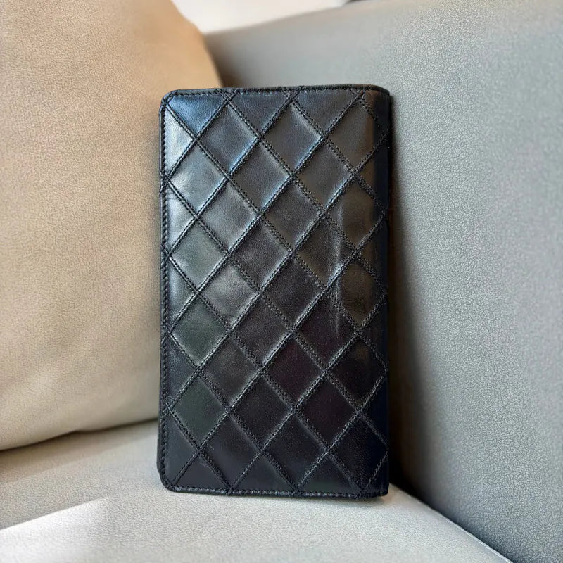 jw406-chanel-vintage-black-lambskin-long-wallet