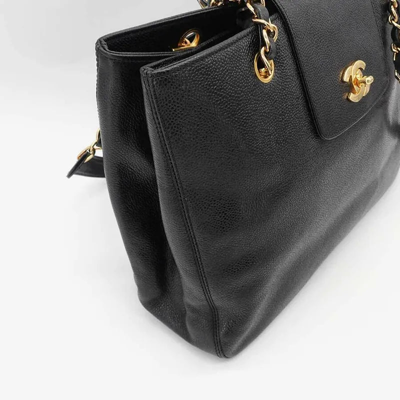 js172-chanel-vintage-black-caviar-leather-tote-bag