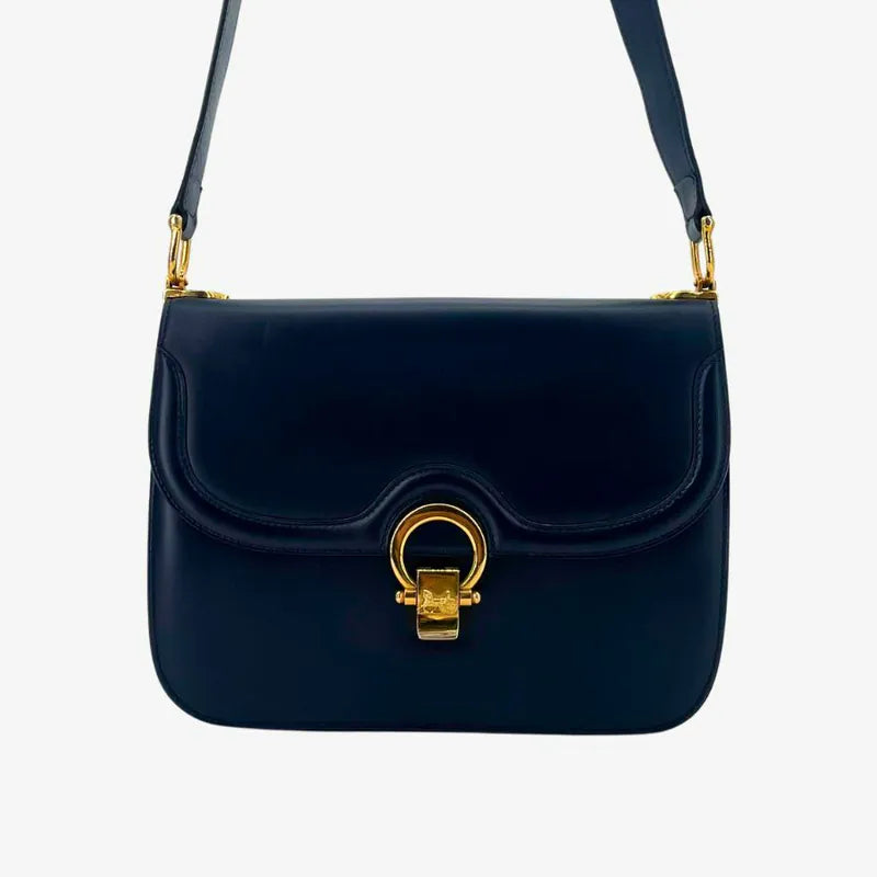 re090-celine-vintage-navy-leather-shoulder-bag
