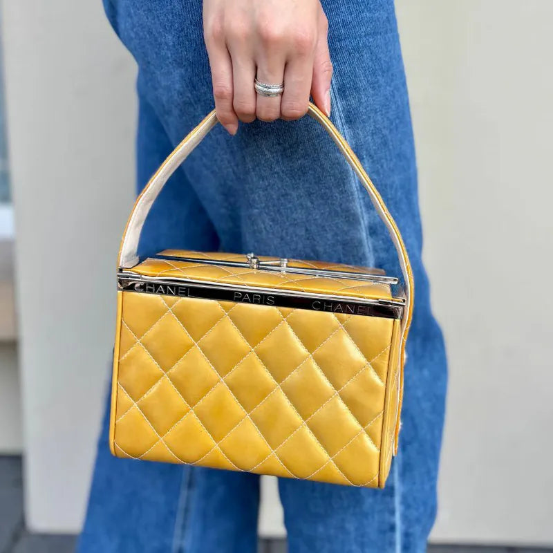 c562-chanel-vintage-yellow-patent-leather-quilted-mini-metal-box-bag