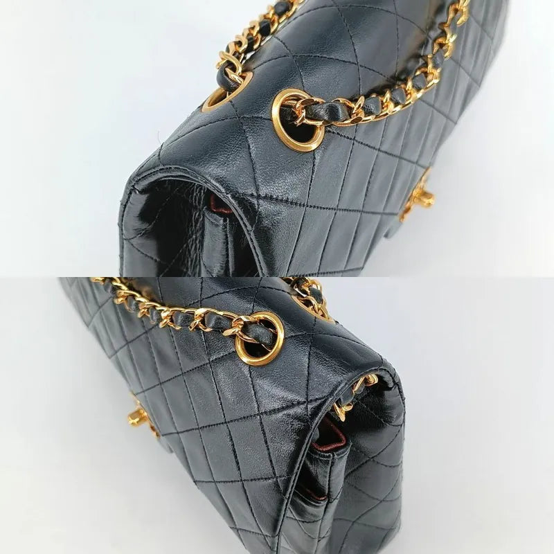 js698-chanel-vintage-black-lambskin-25cm-flap-bag