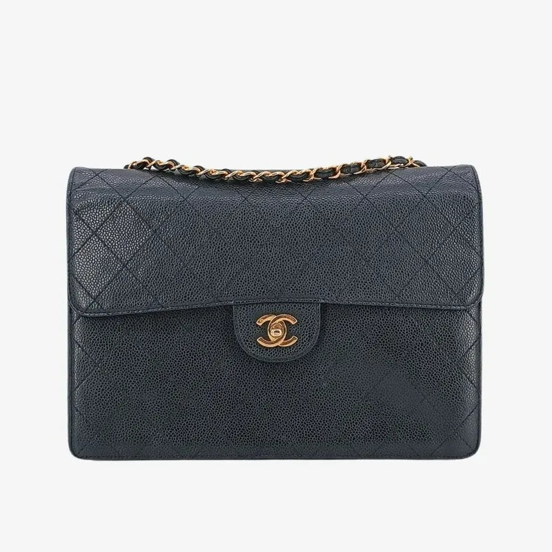 jah118-chanel-vintage-black-caviar-leather-qulited-jumbo-flap-bag