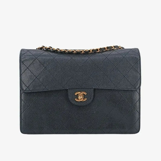 jah118-chanel-vintage-black-caviar-leather-qulited-jumbo-flap-bag