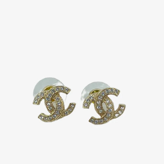 jt409-chanel-coco-mark-rhinestone-gold-vintage-earring