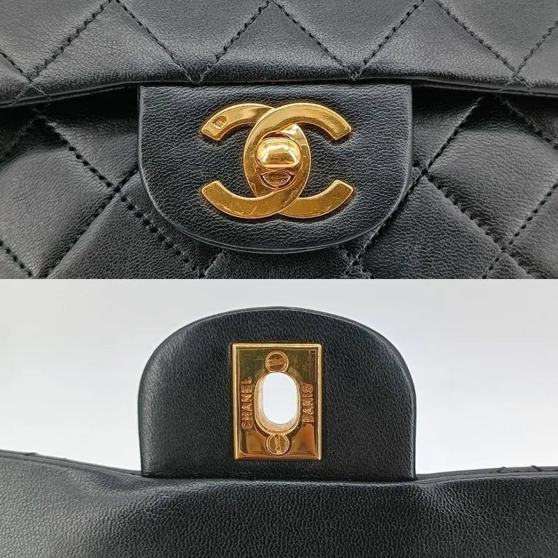 jt580-chanel-vintage-black-lambskin-23cm-classic-flap-bag