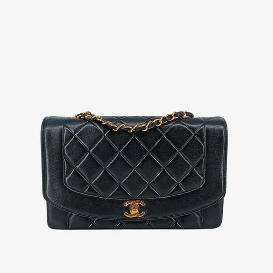 ra017-chanel-vintage-black-lambskin-25cm-diana-flap-bag