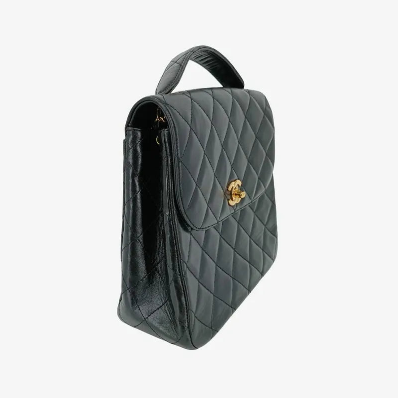 js503-chanel-vintage-black-lambskin-quilted-flap-bag