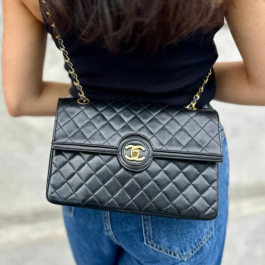 rb598-chanel-vintage-black-lambskin-quilted-flap-bag
