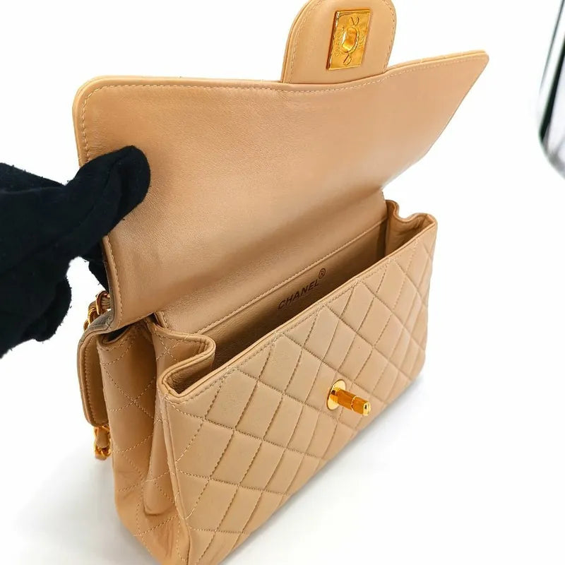 c343-chanel-vintage-beige-lambskin-23cm-double-side-flap-bag