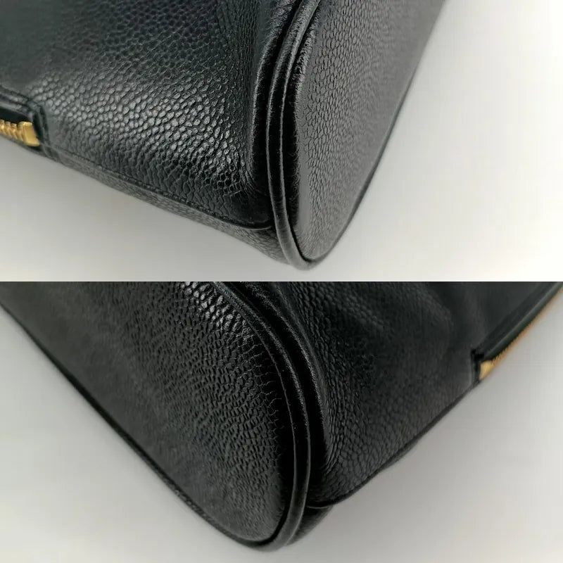 js401-chanel-vintage-black-caviar-leather-embroidered-logo-golden-ball-tote-bag