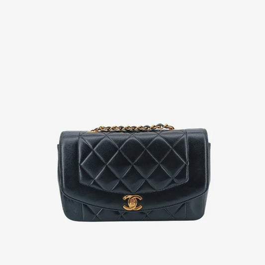 jt287-chanel-vintage-black-lambskin-22cm-diana-flap-bag
