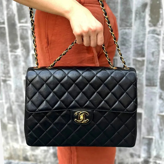c337-chanel-vintage-black-lambskin-jumbo-classic-flap-bag