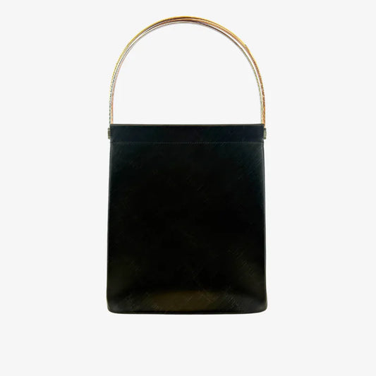 JAH207 - CARTIER Vintage Black Leather Handbag