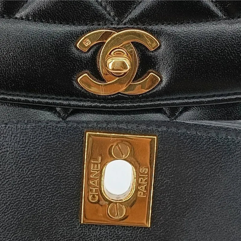 jt436-chanel-vintage-black-lambskin-25cm-diana-flap-bag