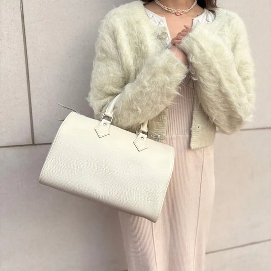 JY475- Louis Vuitton Vintage White Leather Speedy 28