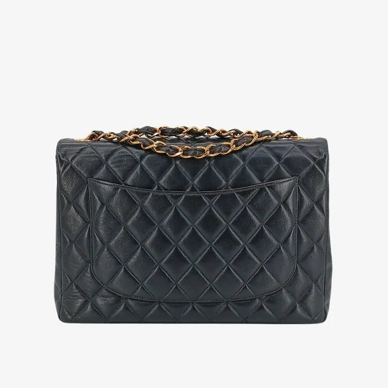 c439-chanel-vintage-black-lambskin-jumbo-classic-flap-bag