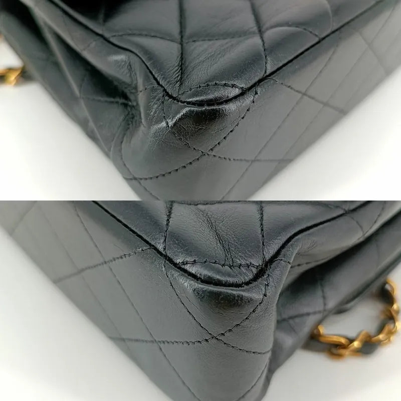 js536-chanel-vintage-black-lambskin-23cm-double-side-flap-bag