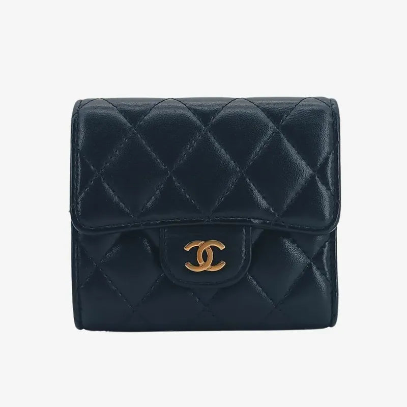 js944-chanel-balck-lambskin-classic-small-flap-wallet