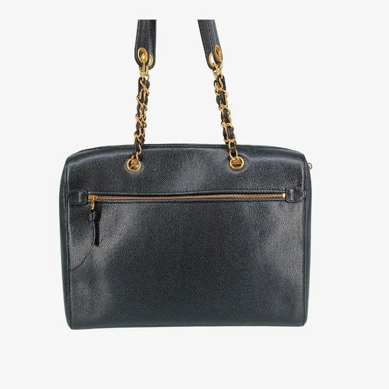 tk016-chanel-vintage-black-caviar-leather-embossed-logo-tote-bag