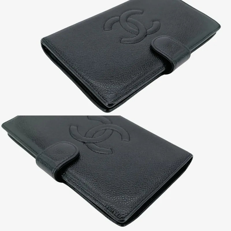jr594-chanel-vintage-black-caviar-leather-long-wallet