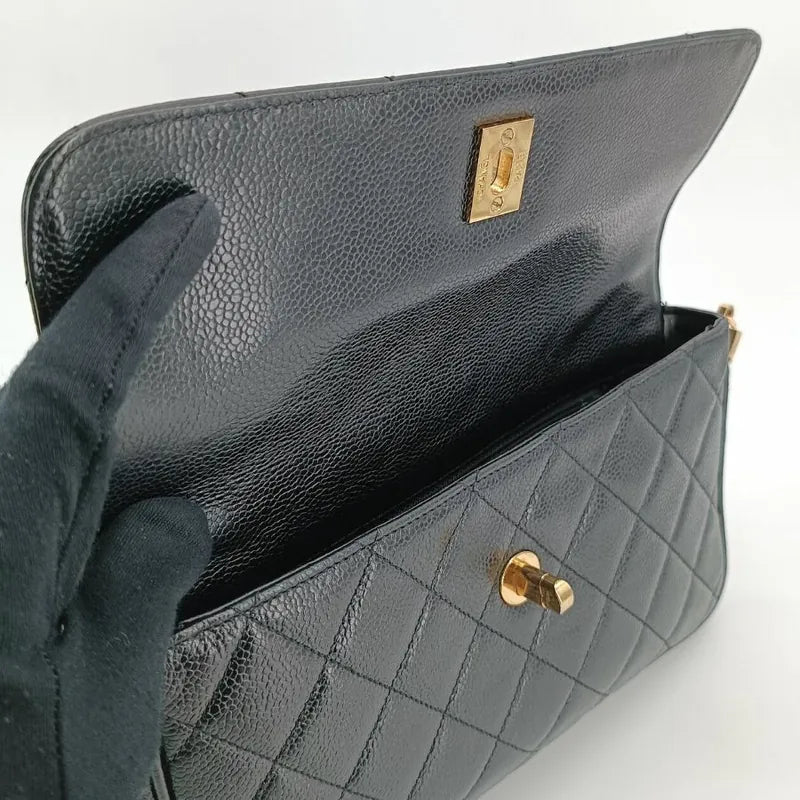 c328-chanel-vintage-black-caviar-leather-quilted-flap-bag