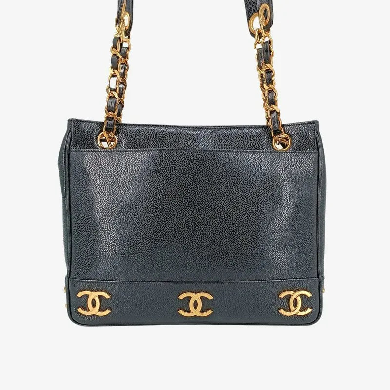 jt494-chanel-vintage-black-caviar-leather-triple-cc-tote-bag