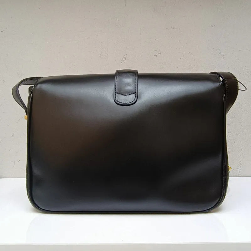 jw452-celine-vintage-black-box-leather-shoulder-bag