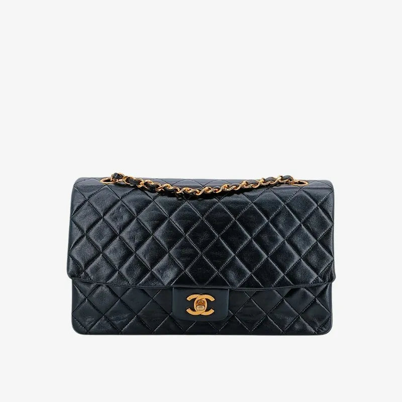 jt914-chanel-vintage-black-lambskin-27cm-classic-flap-bag