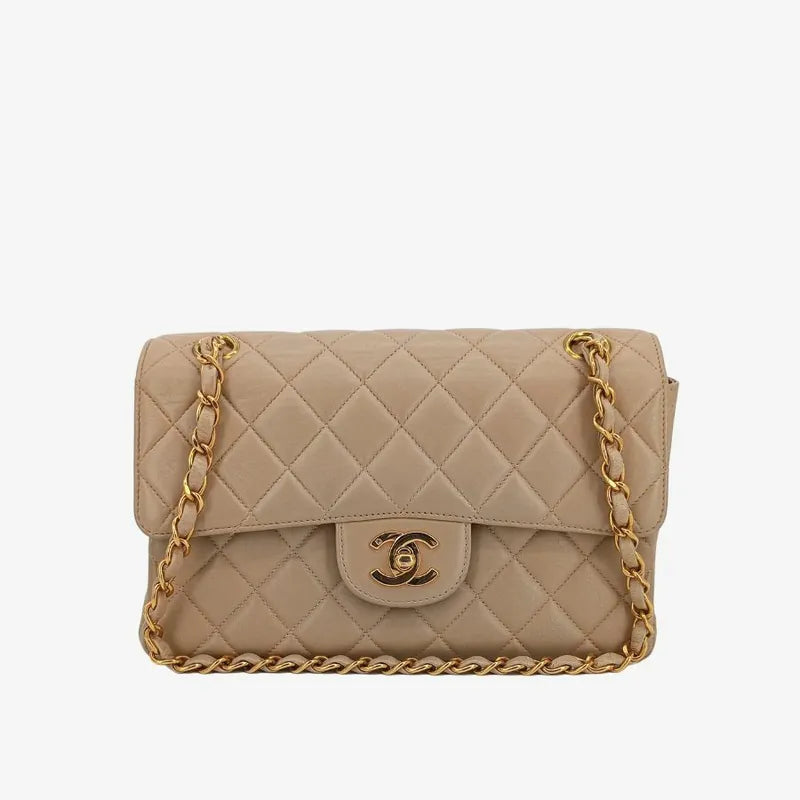js724-chanel-vintage-beige-lambskin-23cm-double-side-flap-bag