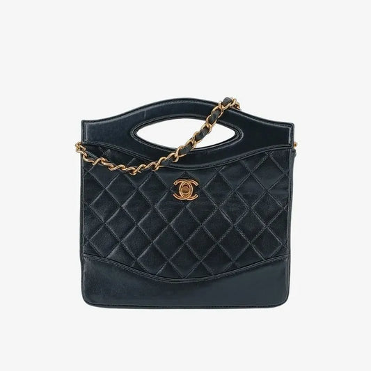 jt301-chanel-vintage-black-lambskin-mini-31-tote-bag