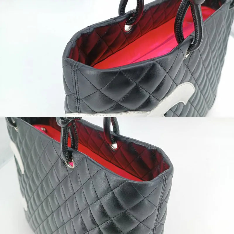 jah136-chanel-vintage-black-calfskin-cambon-tote-bag