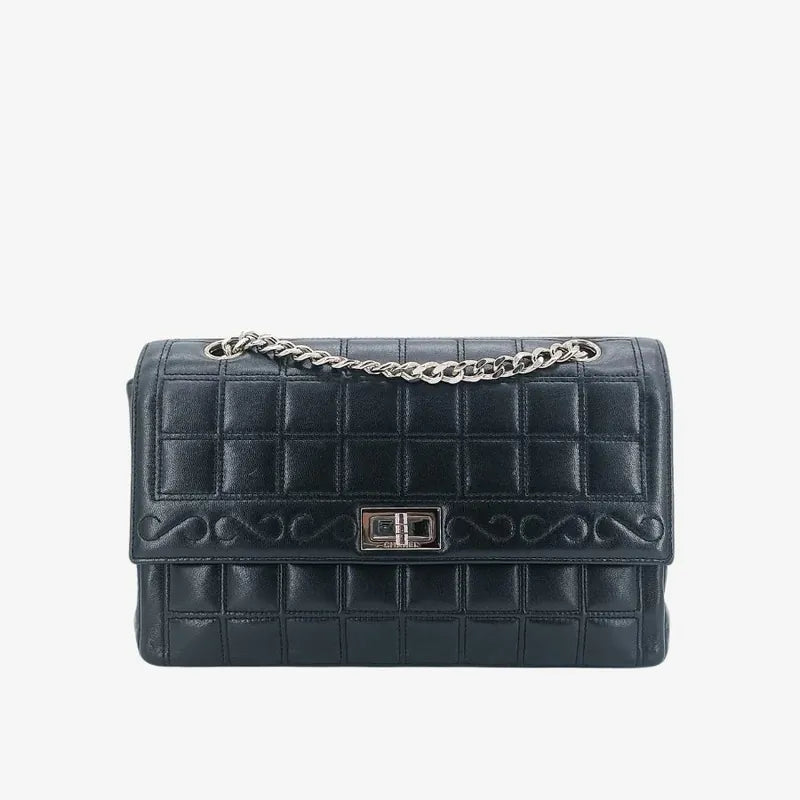 90233724-chanel-vintage-black-lambskin-checked-255-flap-bag