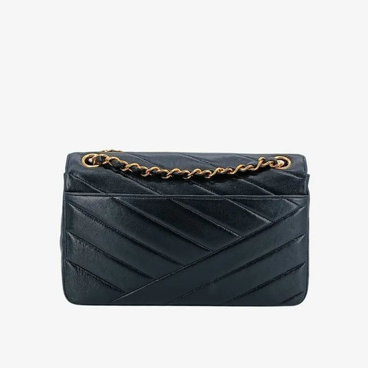 jah117-chanel-vintage-black-lambskin-cross-stripe-flap-bag