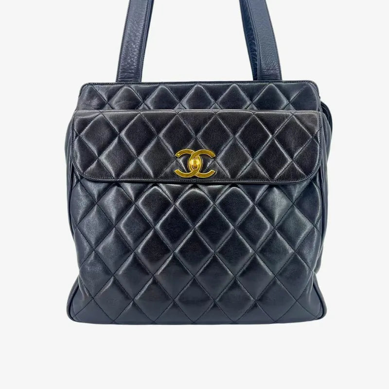 jw874-chanel-vintage-black-lambskin-quilted-tote-bag