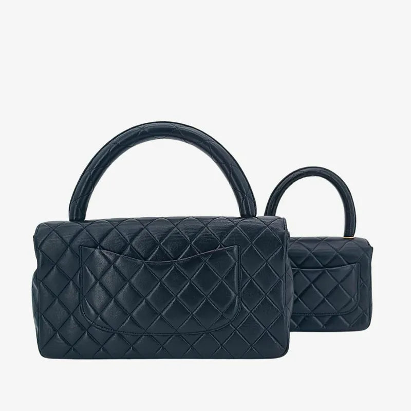 rb367-chanel-vintage-black-lambskin-qulited-handle-bag-set