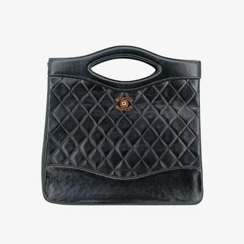 js719-chanel-vintage-black-lambskin-quilted-31-tote-bag