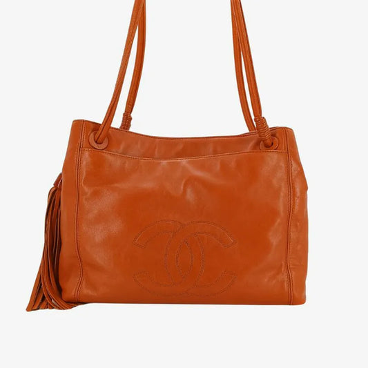 jah171-chanel-vintage-orange-lambskin-embossed-logo-tote-bag