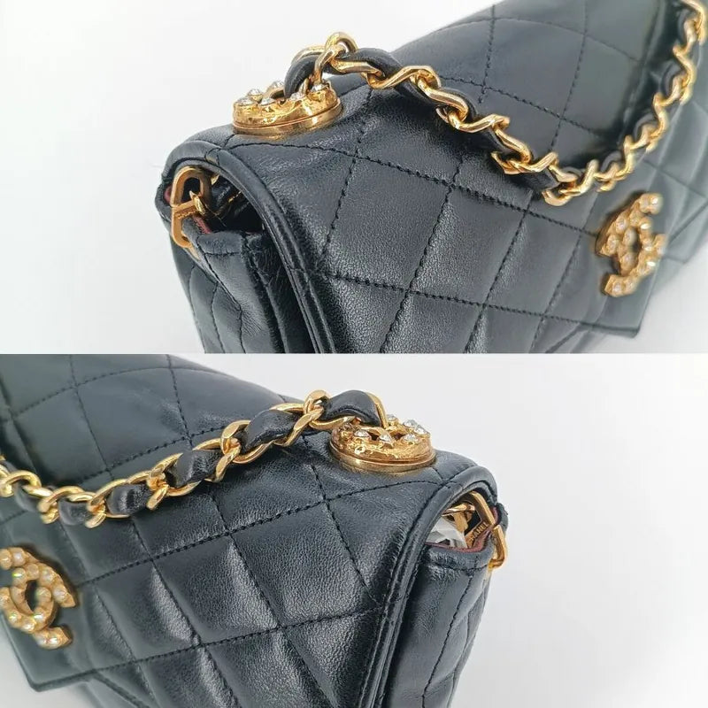 jt186-chanel-vintage-black-lambskin-crystal-embellished-pointed-flap-bag