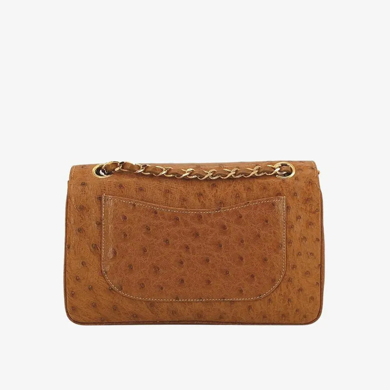 sh018-chanel-vintage-brown-ostrichskin-23cm-classic-flap-bag
