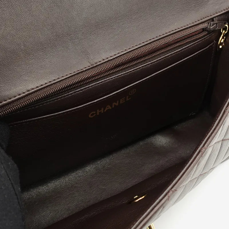 c142-chanel-vintage-brown-lambskin-qulited-handle-bag-set