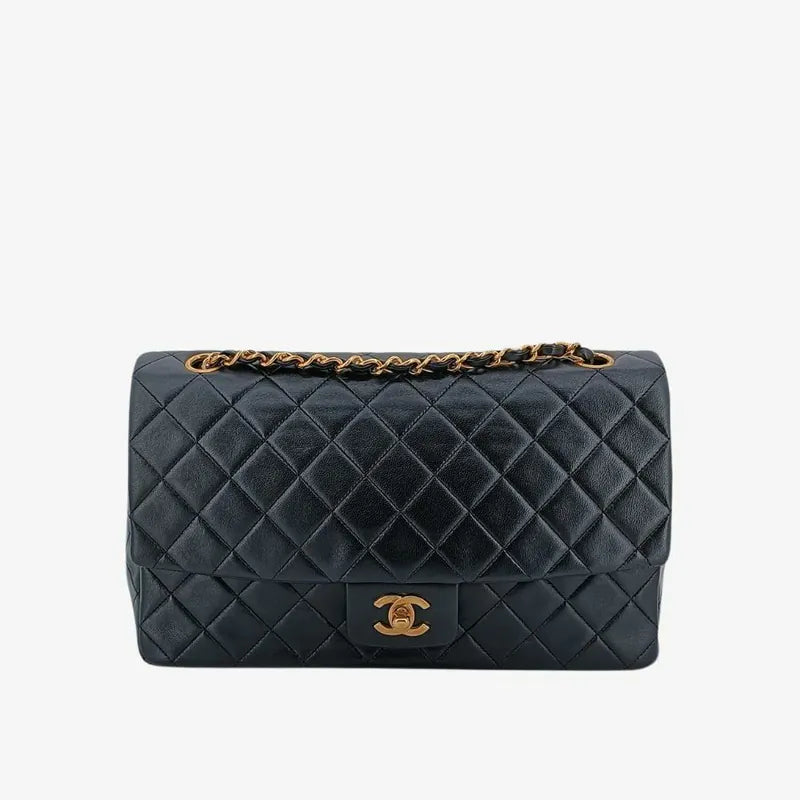 jt879-chanel-vintage-black-lambskin-27cm-classic-flap-bag