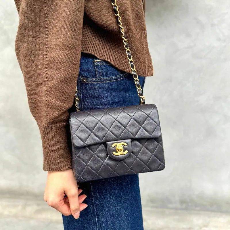 ra353-chanel-vintage-dark-grey-lambskin-17cm-mini-square-flap-bag