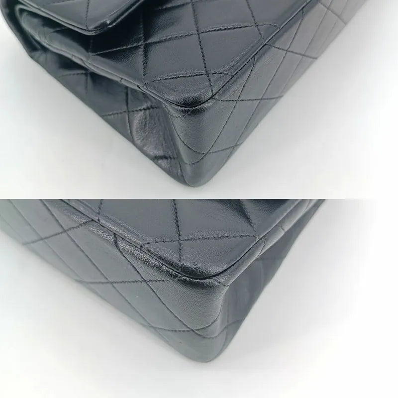 jt067-chanel-vintage-black-lambskin-23cm-classic-flap-bag