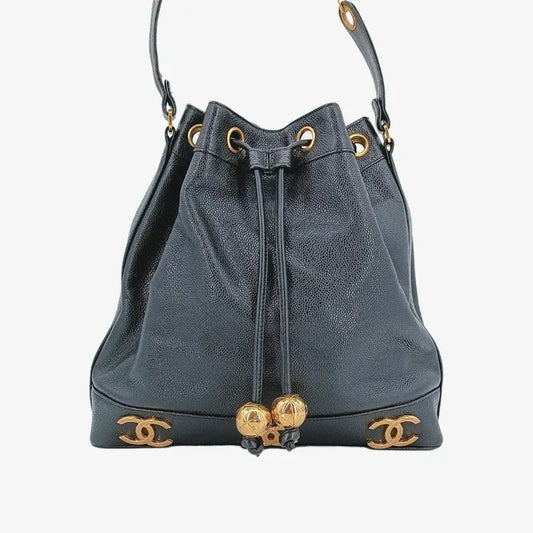 ra177-chanel-vintage-black-caviar-leather-gold-ball-bucket-bag
